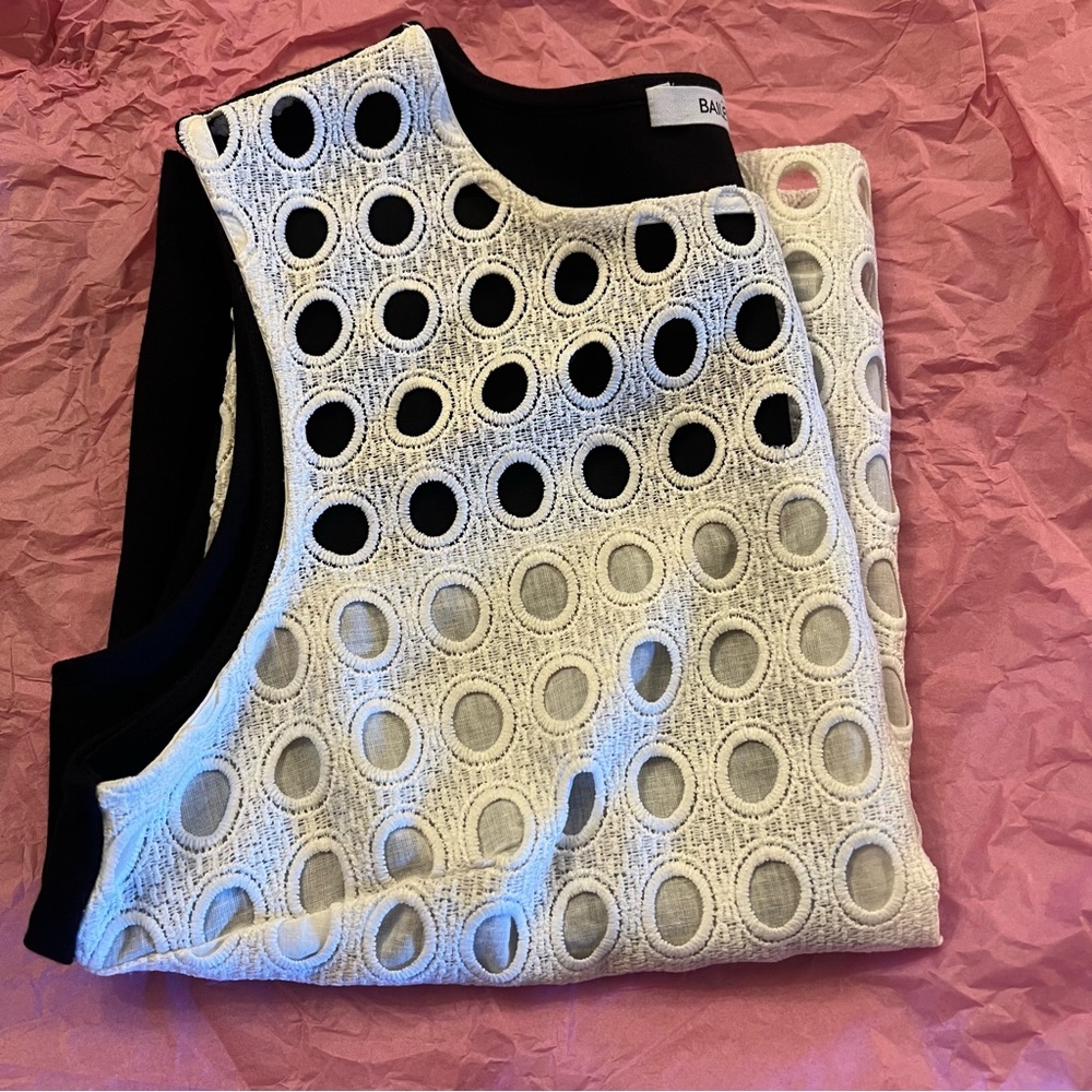 Bailey 44 Sleeveless Top Cutout Eyelet Circles Off White Black Small - Picture 7 of 8